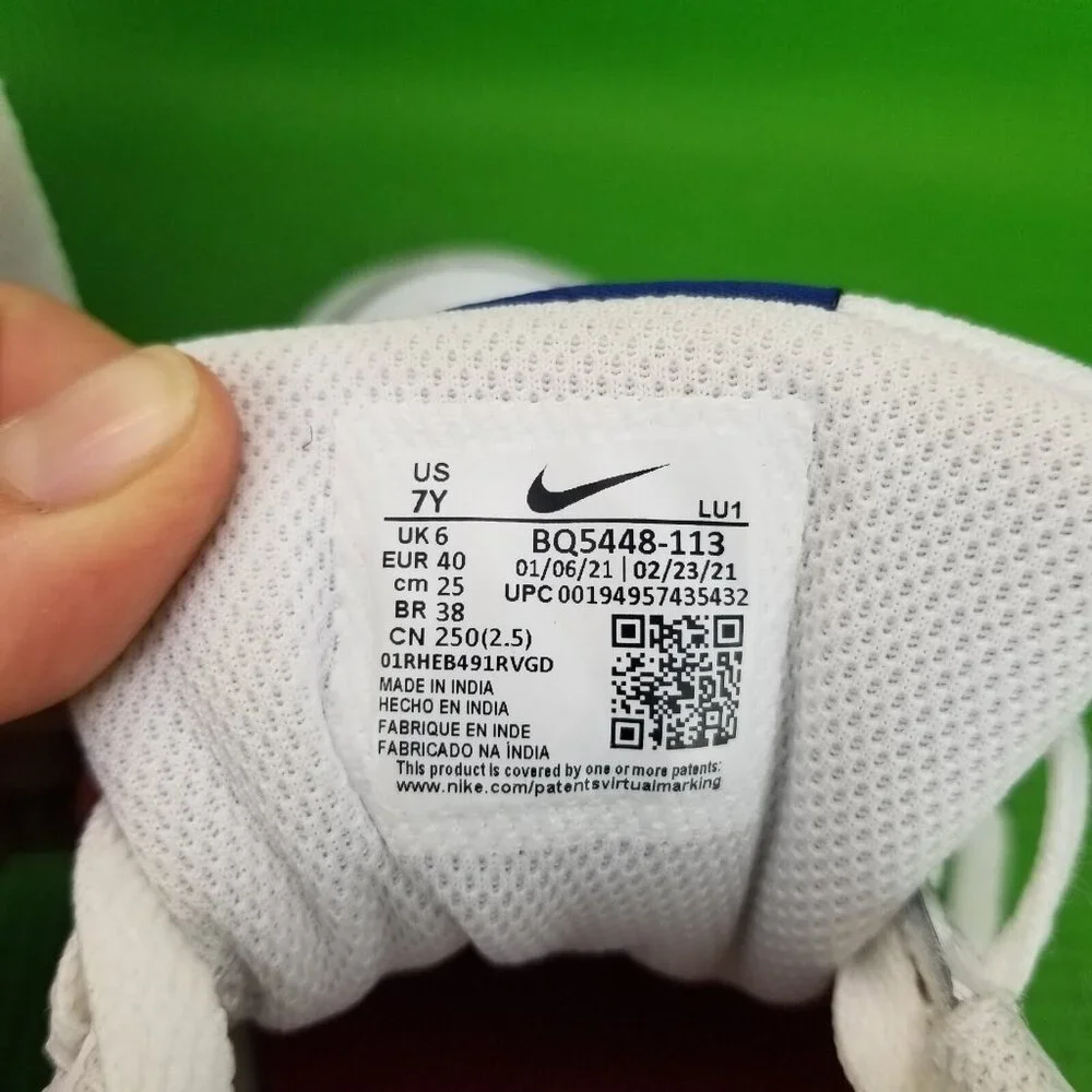 ✅Nike Court Borough Low 2 GS White Deep Royal Big Kids Sneakers Youth 7Y Shoes - Picture 4 of 11